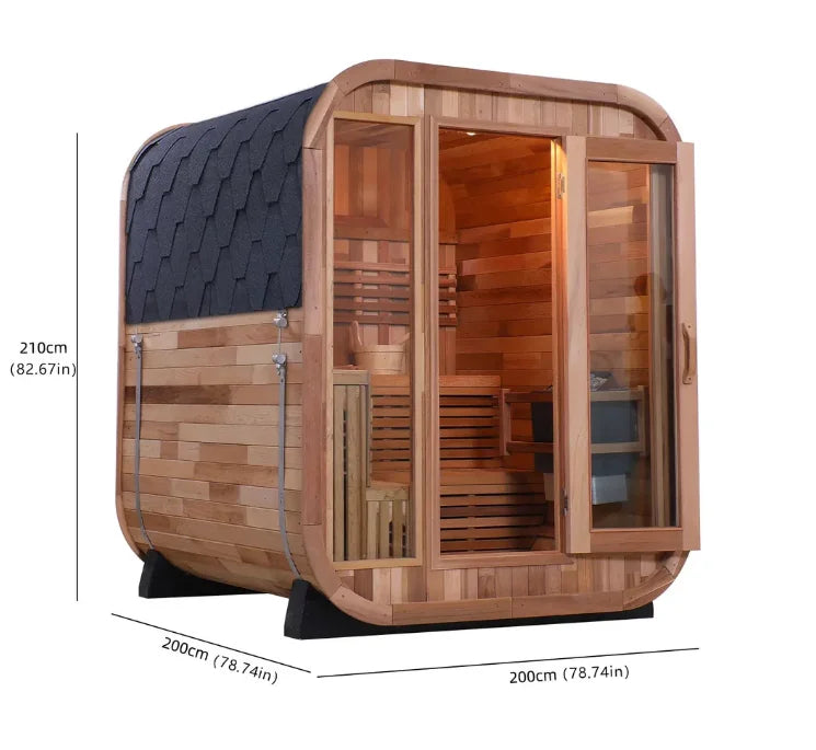4-6 Persons Garden Sauna Room Outdoor Wooden Dome Sauna Spa Detox Relaxation Fitness Weight Loss Home Backyard Patio Use