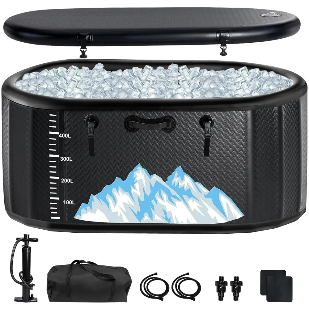Large 248 Gallon Inflatable Ice Bath Tub, Built-in Water Level Mark Cold Plunge for Athletes, Custom