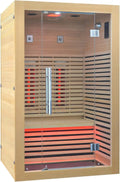 Home Infrared Sauna Room 1 Person Wooden Canadian Hemlock 1300W Low Magnetic Graphene Carbon Plate Heater Indoor Saunas (1-2 Person 34.25 * 31.1 * 66.9in)