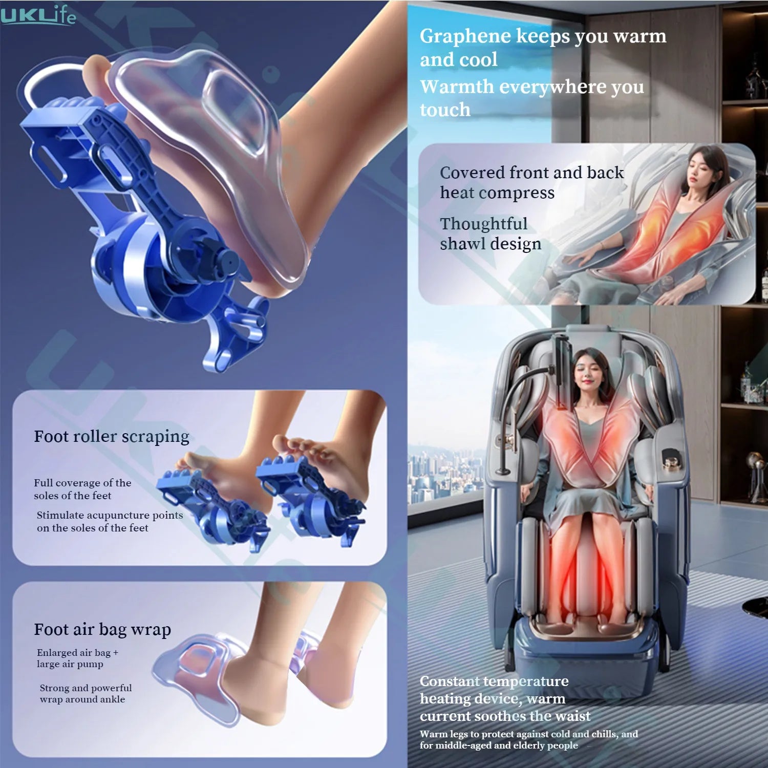 6D Massage Chair Zero Gravity SL Track Body Recliner with Heat AI Voice Control Thai Stretch for Home Office Use