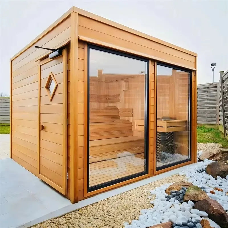 High-end family steam room/outdoor sauna for 1-8 people (made of hemlock)