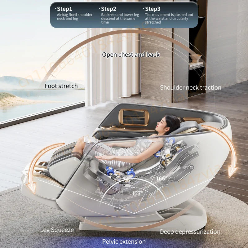 Electric Home Massage Chair 6D+6D for Big Tall People Full Body Zero Gravity SL Track Stretch Massage Chairs with Heat Body Scan