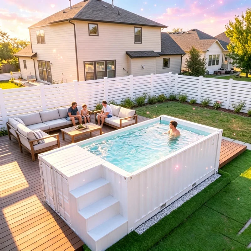 Shipping Container Plunge Pool Small Space Courtyard Portable Swim Pool