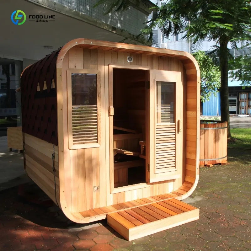 Customized Thai Outdoor Spa Sauna Dome 3 Person Wood Steam Infrared Sauna Room With Transom Windows