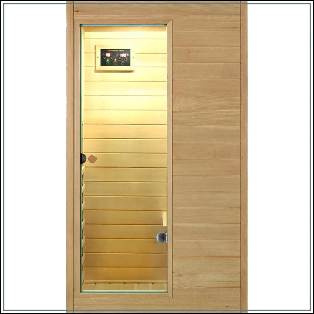 1 Person Far Infrared Sauna Low EMF Mini Indoor Wood Sauna Compact Home Spa Bluetooth LED Light 120V 950W