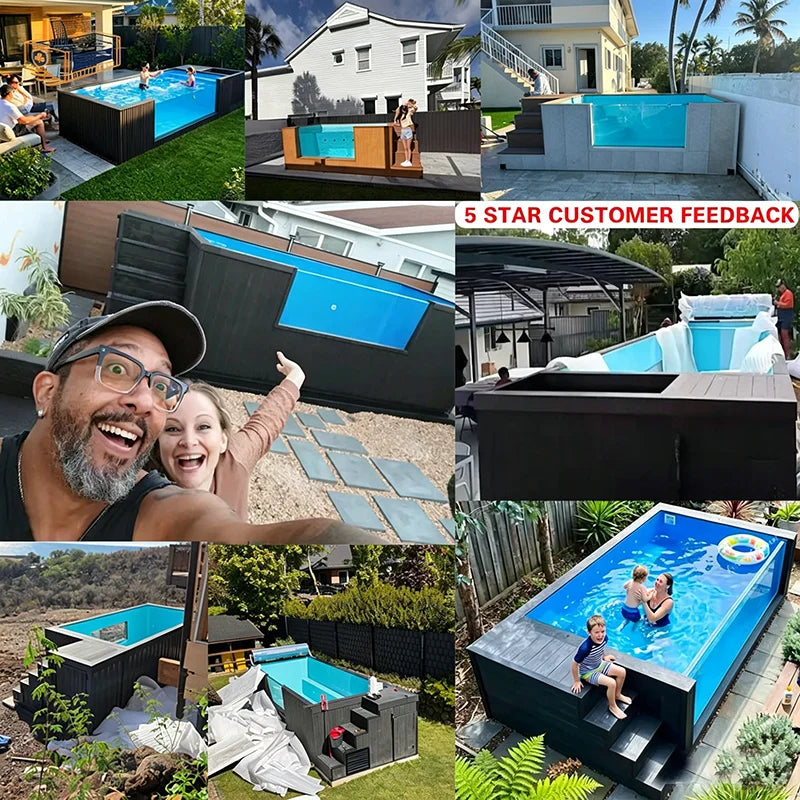 Shipping Container Plunge Pool Small Space Courtyard Portable Swim Pool