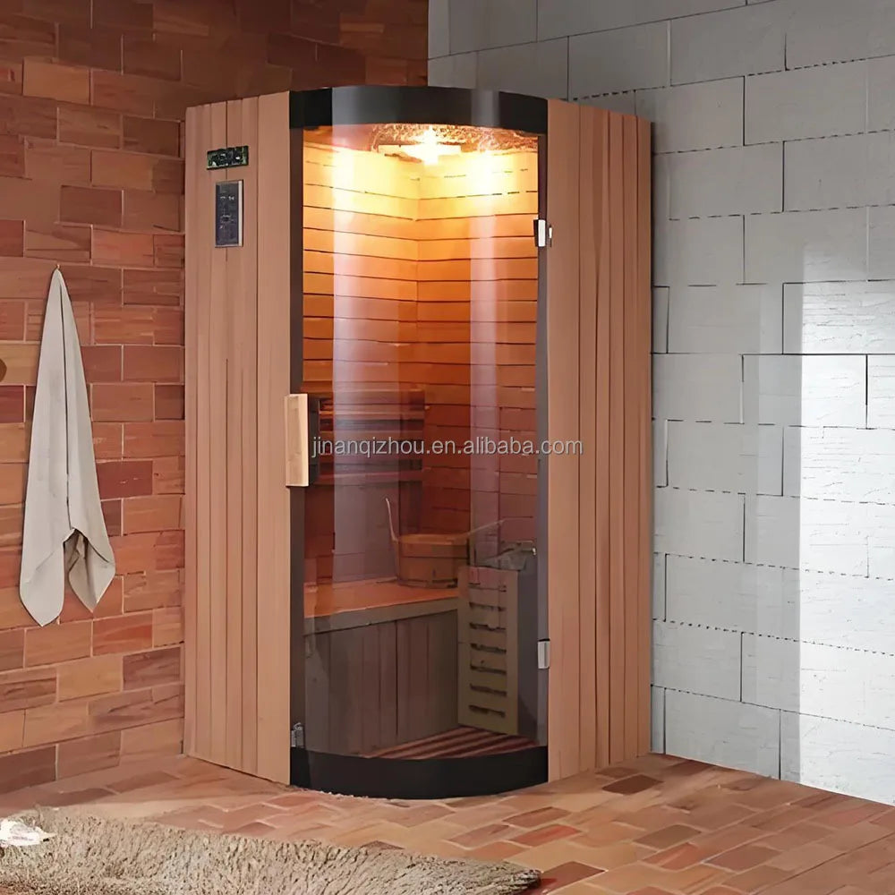 Outdoor Sauna Room 2 Person Indoor Far Infrared Dry Steam Sauna Modern Solid Wood Structure Traditional Red Cedar Customized