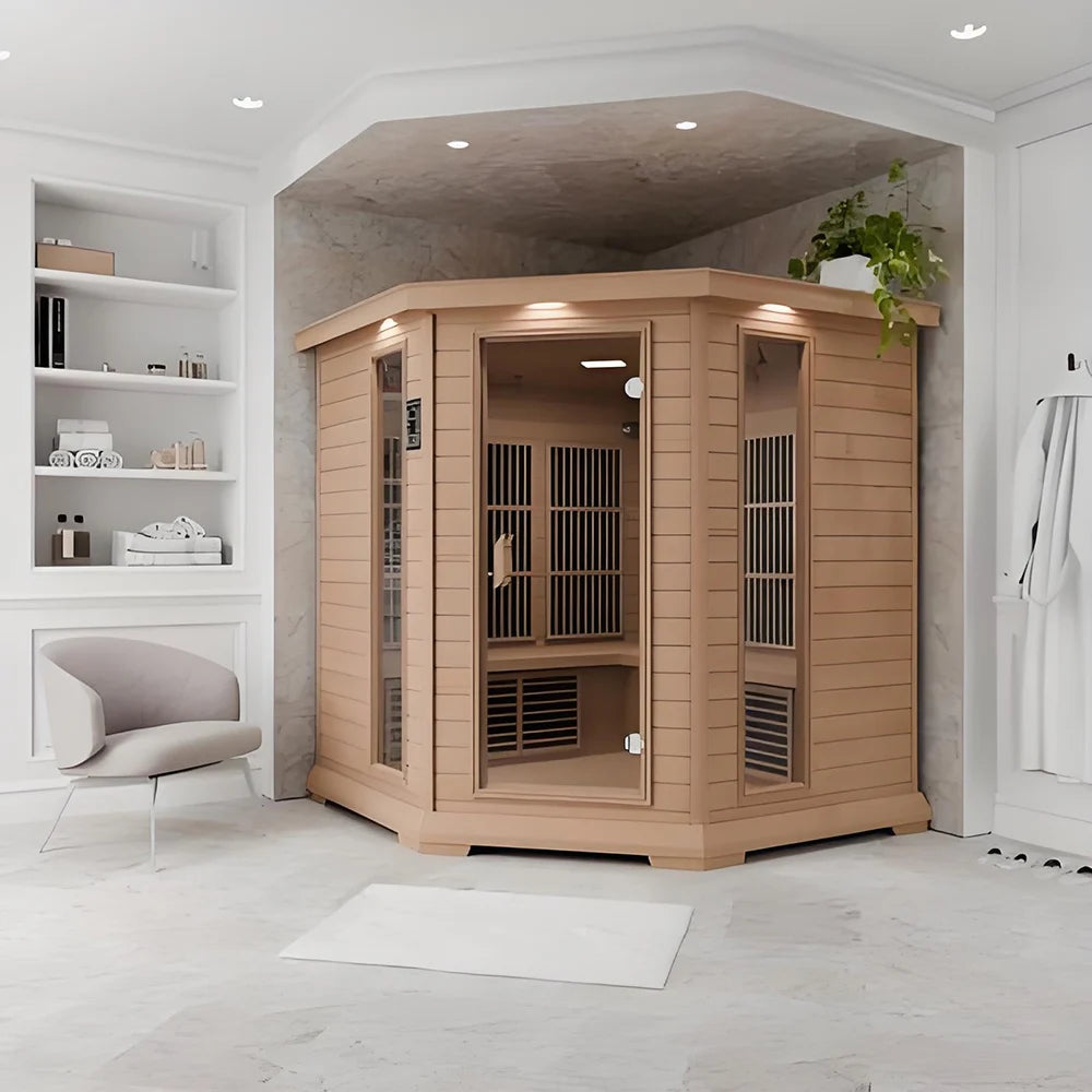 Outdoor Sauna Room 2 Person Indoor Far Infrared Dry Steam Sauna Modern Solid Wood Structure Traditional Red Cedar Customized