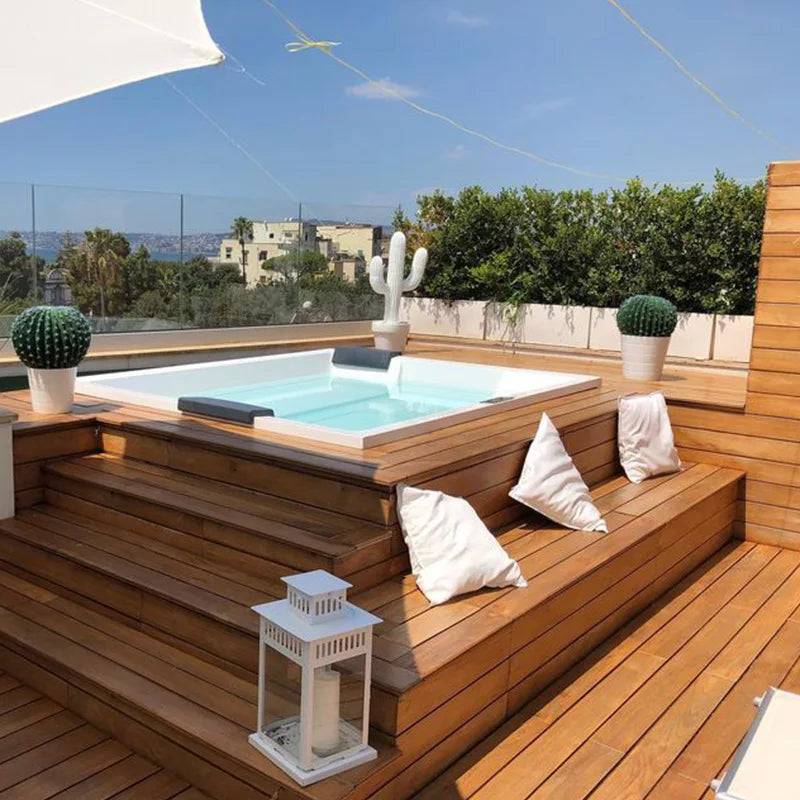 Garden Small Mini Size Home Water Jet Wooden Wpc Piscina Plunge Spa Pool Above Ground Fiberglass Swimming Pool Outdoor