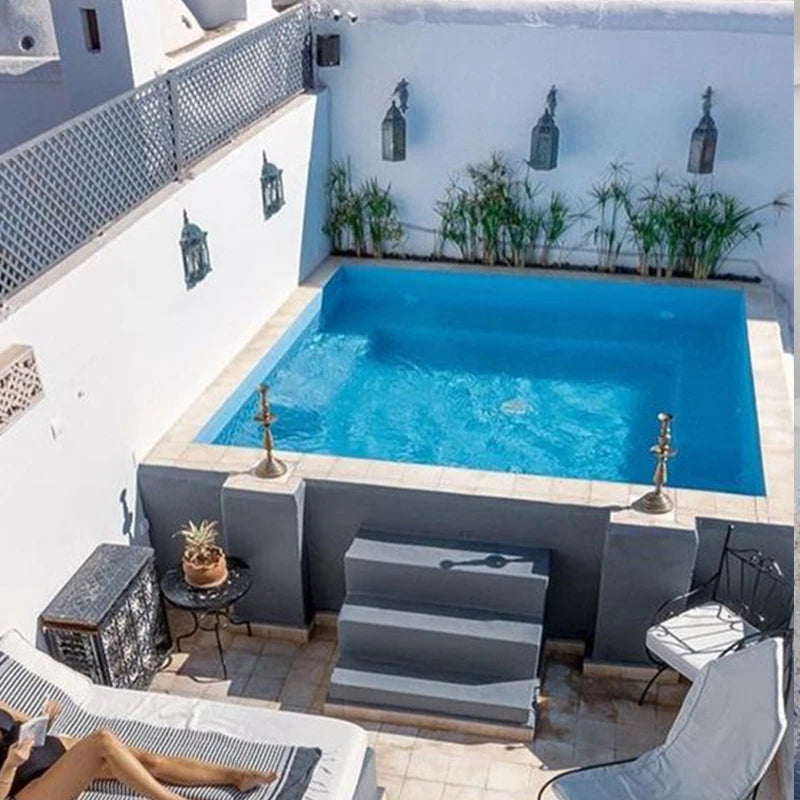 Custom Rectangular Small Mini Fiberglass Spa Plunge Pool Outdoor Mosaic Tiles Above Ground Swimming Pool