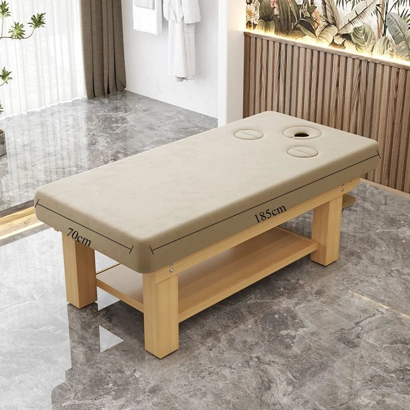 Solid Wood Massage Table Professional Beauty Bed Adjustable Spa Treatment Couch for Salon Physiotherapy Lash Facial Therapy Bed